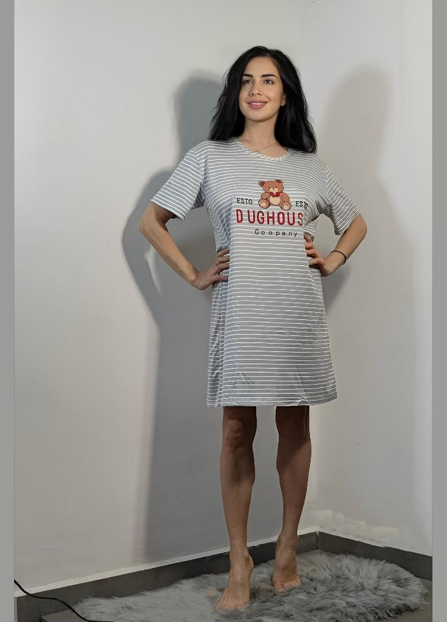 Домашняя женская футболка - туника в полоску oversize бамбуковая Saimeiqi (283296080)