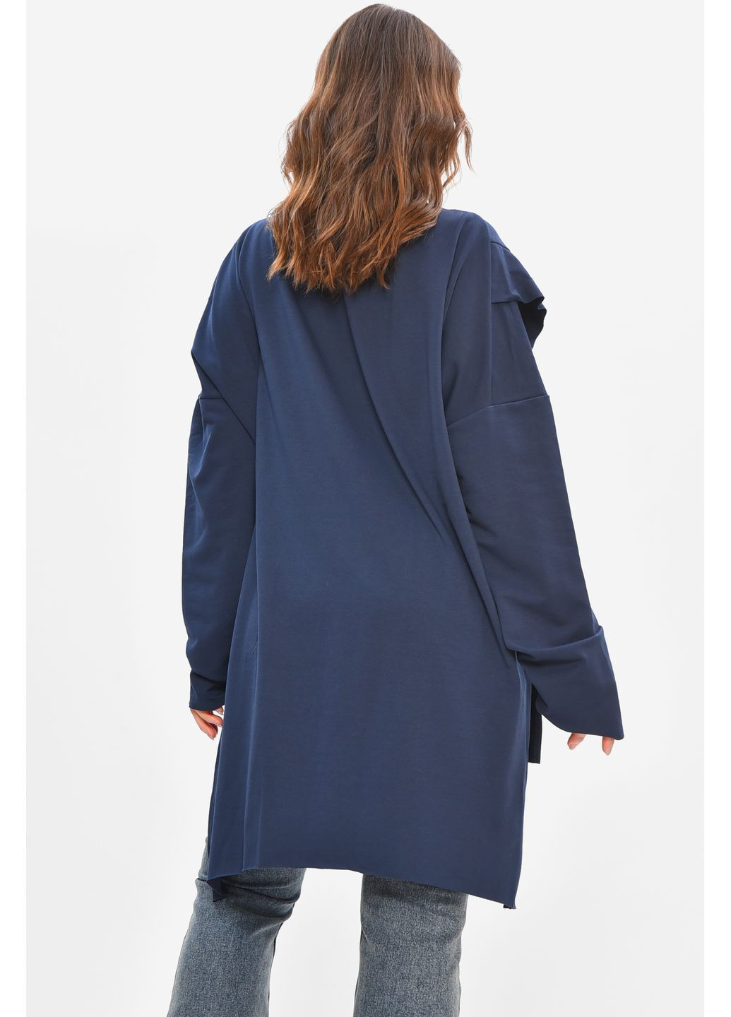 Кофта женская однотонная полубатальные синего цвета Let's Shop (366726291)