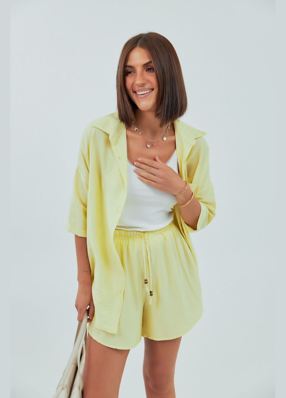 Однотонний костюм з сорочкою та шортами Lurex (339433433)