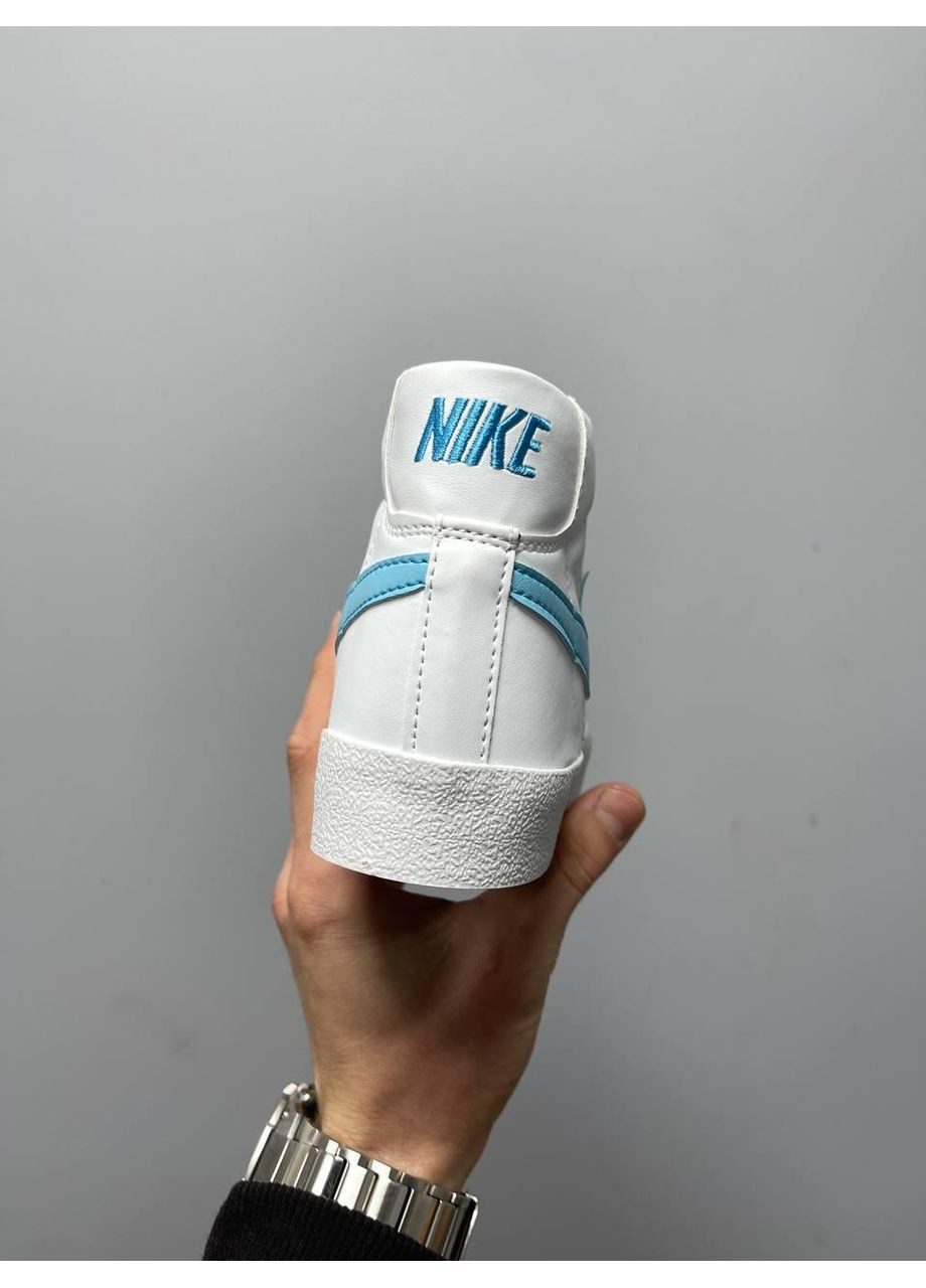 Білі Осінні кросівки чоловічі nike blazer mid white blue logo найк блейзер No Brand