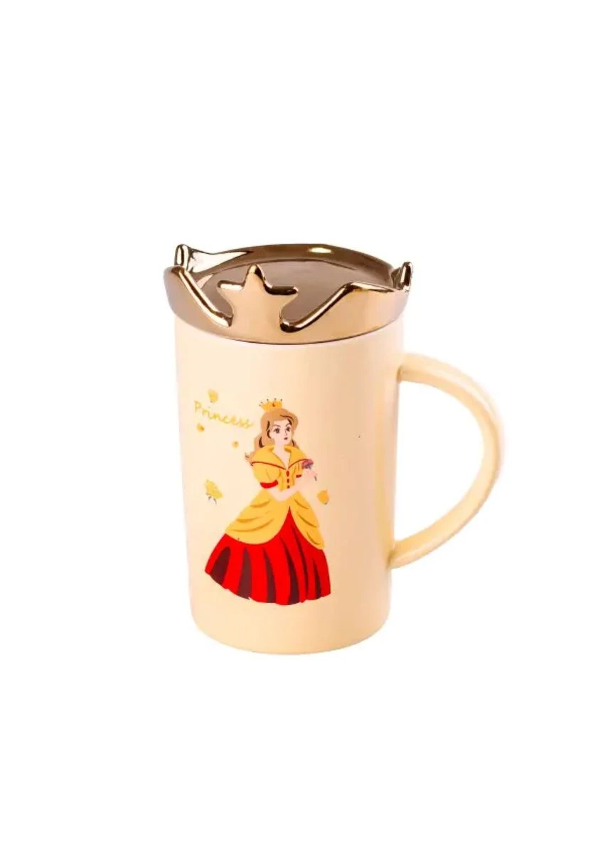 Фарфоровая чашка Princess 400мл с крышкой HPCYM0845Y, Желтый Happy Life (381418346)