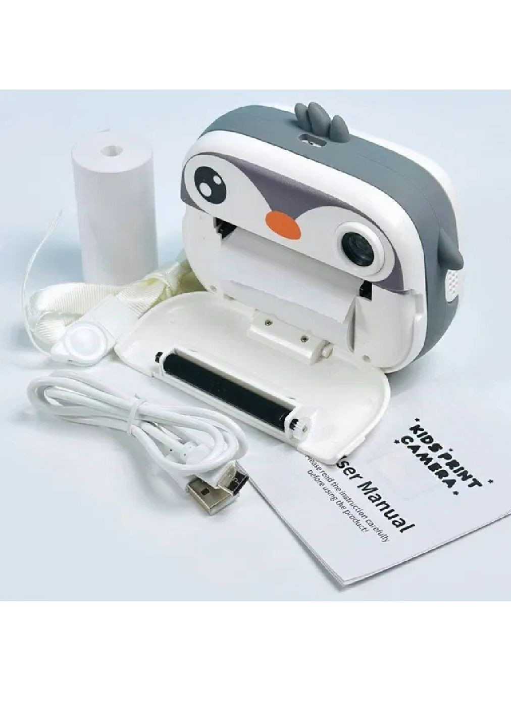 Дитячий фотоапарат термопринтер з миттєвим друком фронтальною камерою підтримкою карти пам'яті (480010-Prob) Пінгвін Unbranded (328136634)