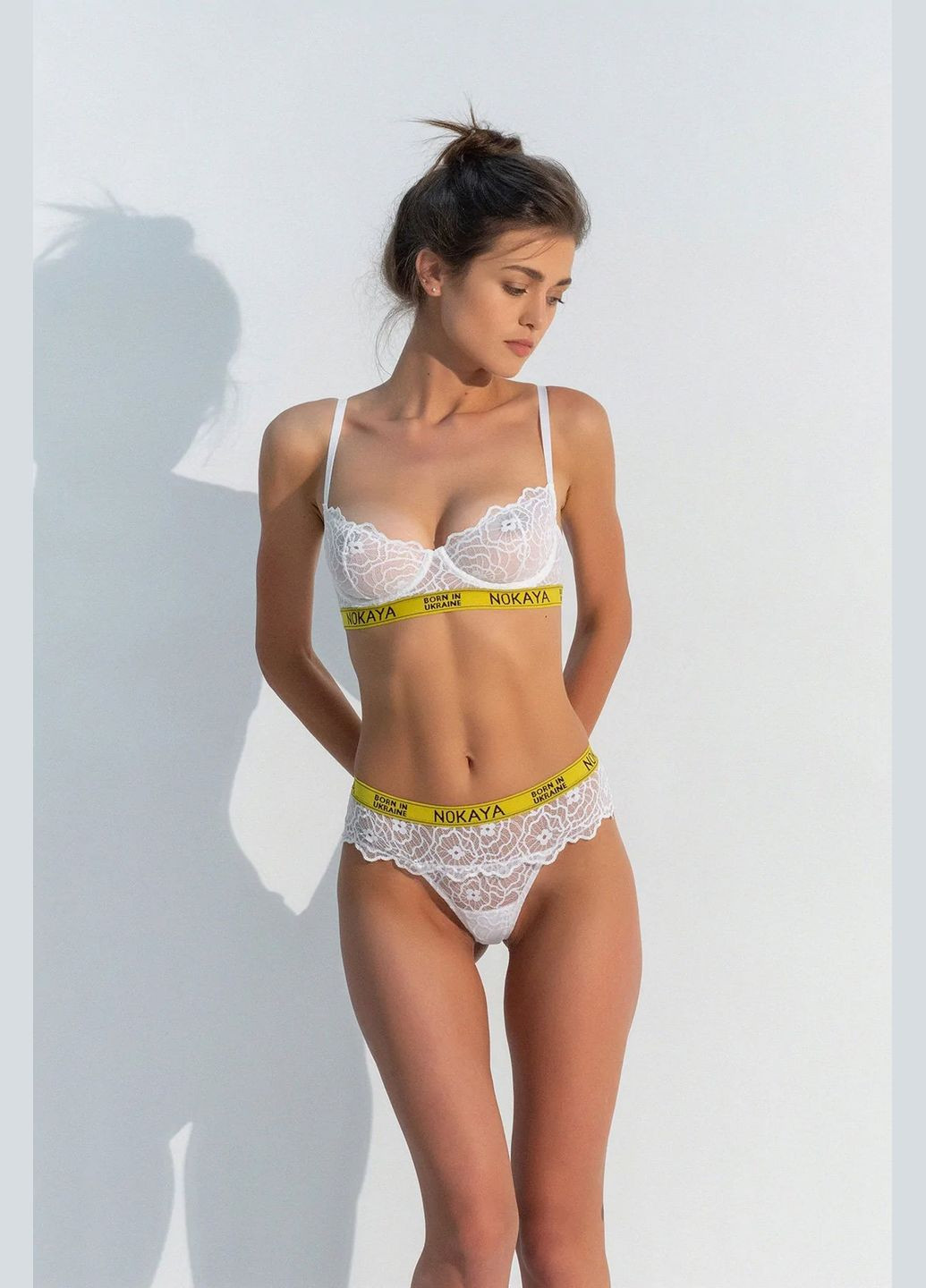 Мереживні трусики стрінги Nokaya 211301-11 Born in Ukraine new white (325402899)