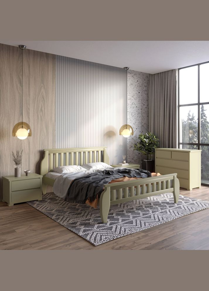 Двоспальне дерев'яне ліжко Прага (RAL1020) 180х190 см (MBG-7195) Mebigrand (368278413)