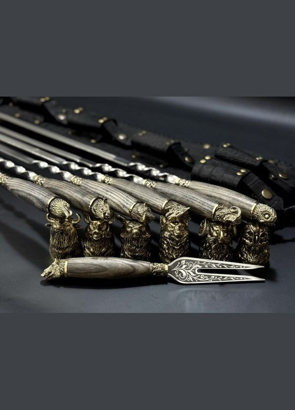 Набор шампуров Люкс Звери с чарками и вилкой в закрытом колчане 13 предметов 47330185 NB Art (346533173)