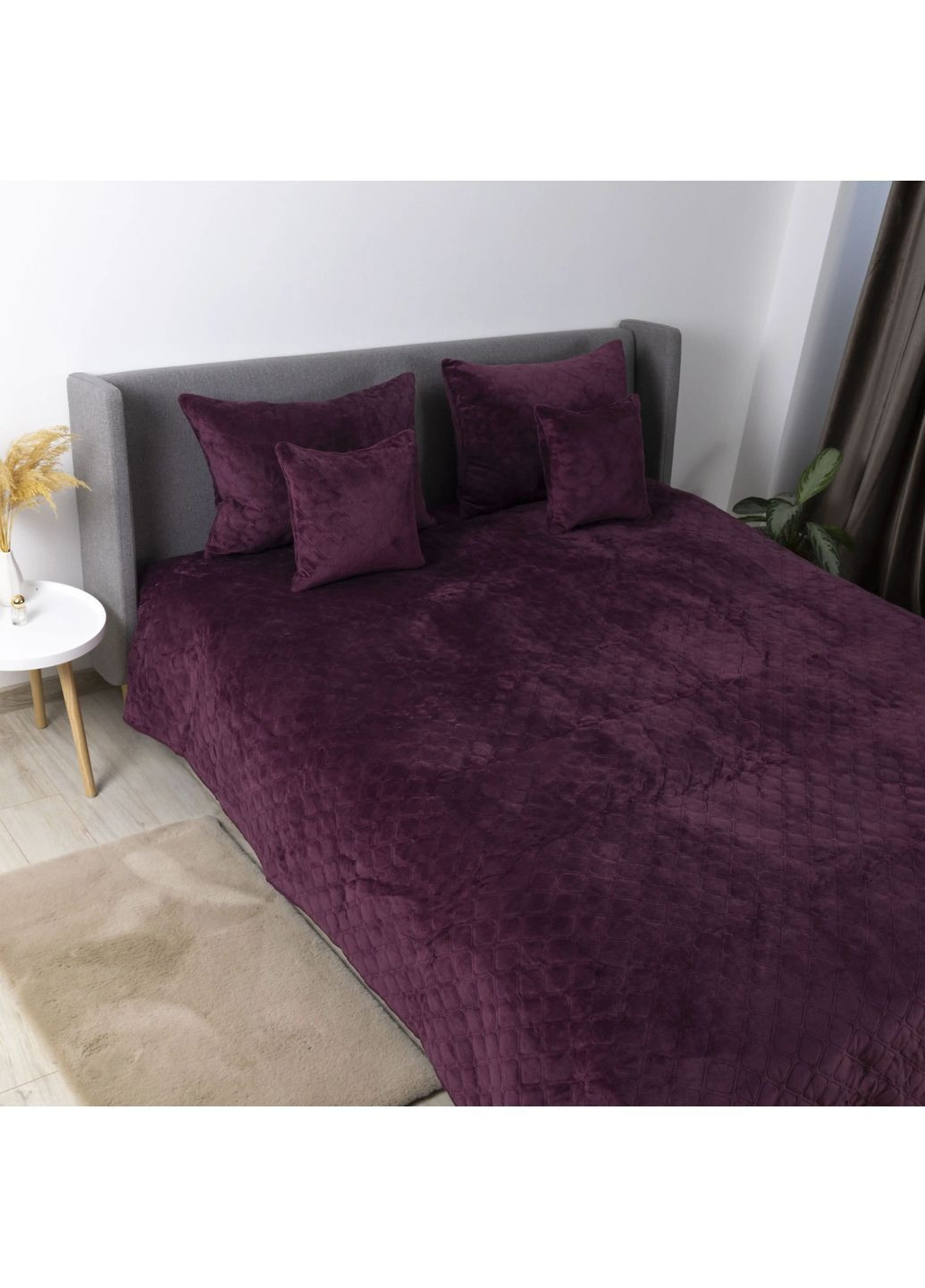 Евро покрывало 240*260 см велюровое гипоаллергенное Бордовое (24600240260) ТЕП (364100118)