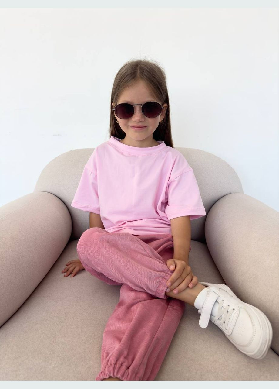 Светло-розовая демисезонная базовая футболка оверсайз No Brand