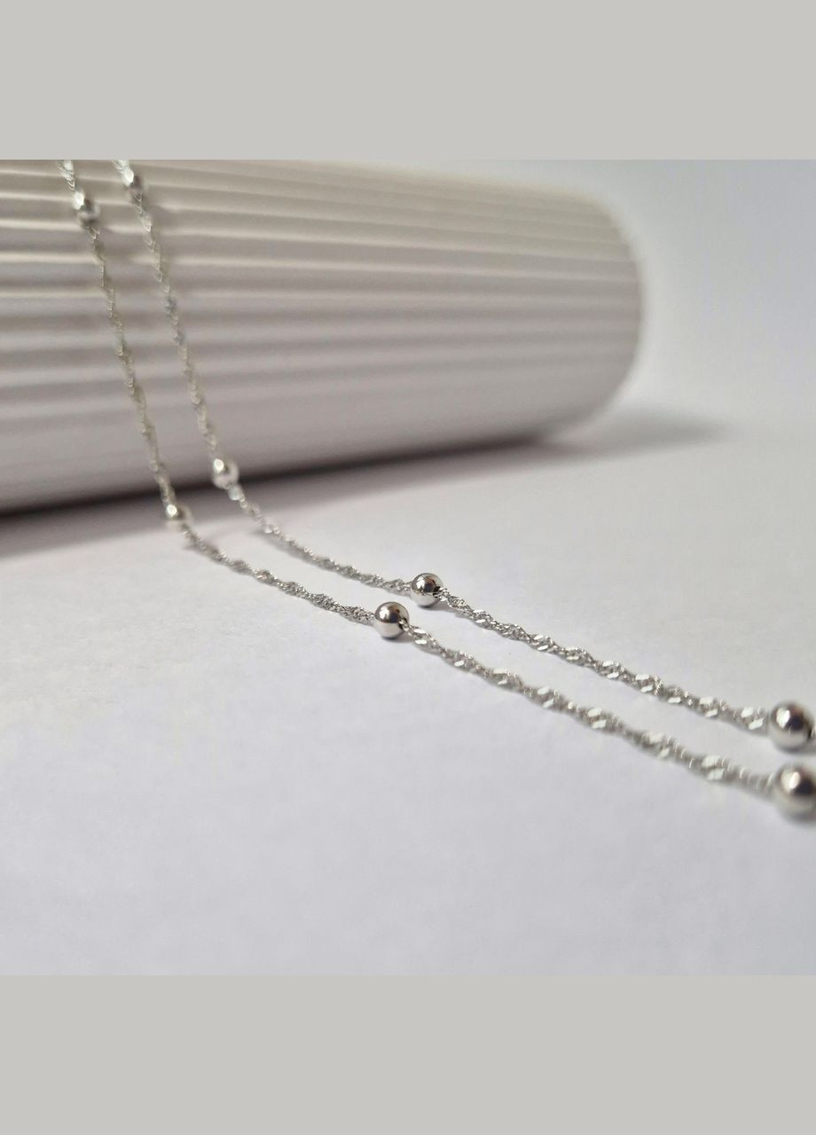 Срібна цепочка кольє Сінгапур із Кульками см срібло 925 проби родоване 193р0/45 1.80г No Brand (324444916)