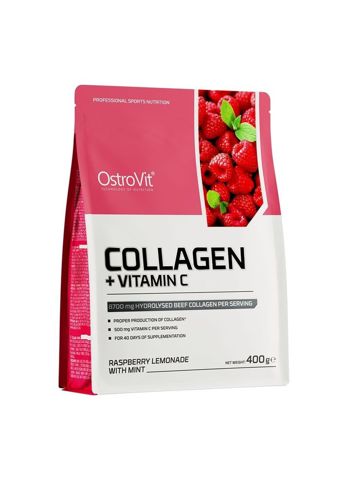 Препарат для суглобів і зв'язок Collagen + Vitamin C, 400 грам - Малиновий лимонад із м'ятою Ostrovit (334704182)
