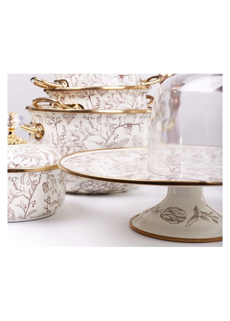 Тортівниця емальована "BIRD" з кришкою на ніжці, 30 см Elmani (360400567)