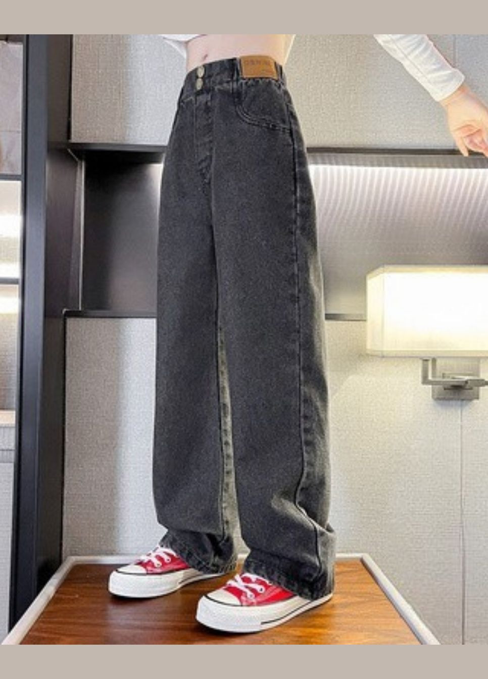 Джинси дівчаткам стильні з широкими штанинами ( 150см ) (35090) Qoopixie (322317650)