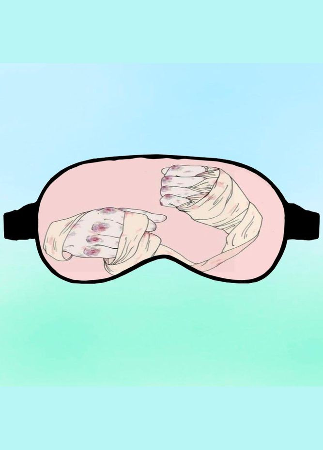 Маска для сну бійцівські руки Чорна з принтом No Brand (315046033)