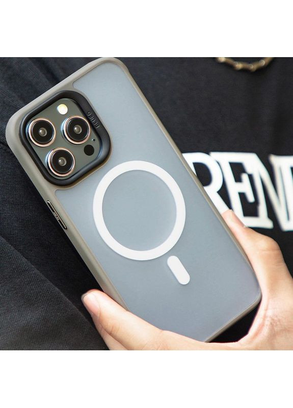 Чохол TPU+PC Skin Friendly Frosted з MagSafe для Apple iPhone 15 Pro Max (6.7") Сірий Blueo (369646217)