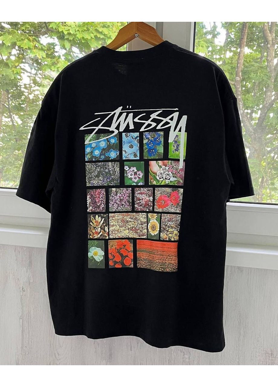 Біла футболка чорна, біла з красивим переднім принтом в стилі stussy No Brand