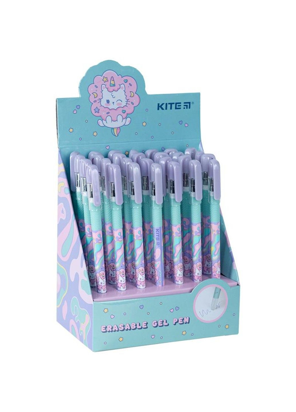 Ручка гелевая "пиши-стирай" с резиновым грипом 0,5мм,синяя Rainbow Catcorn К24-068-2 Kite (292144684)