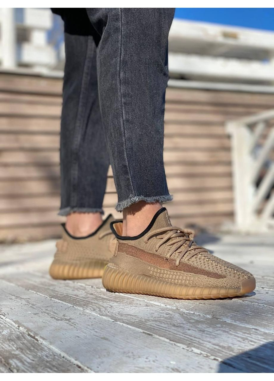Коричневые демисезонные кроссовки мужские adidas yeezy boost 350 v2 earth адидас изи буст No Brand