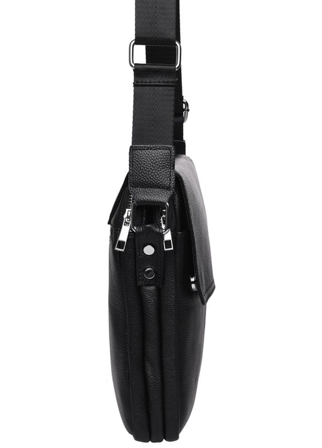 Сумка планшет через плече для документів та для телефону чоловіча з натуральної шкіри середня Чорний 36980 Keizer (353690069)