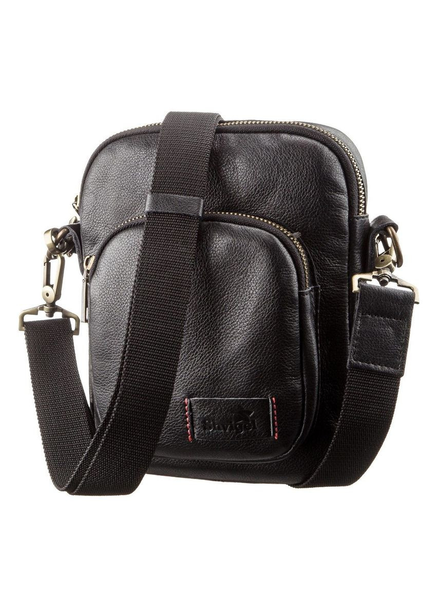 Чоловіча шкіряна сумка з двома знімними ручками 19110 Чорна Shvigel (331910989)