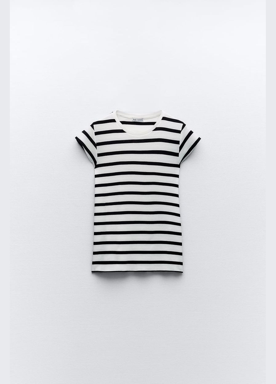 Комбинированная летняя легкая хлопковая футболка Zara