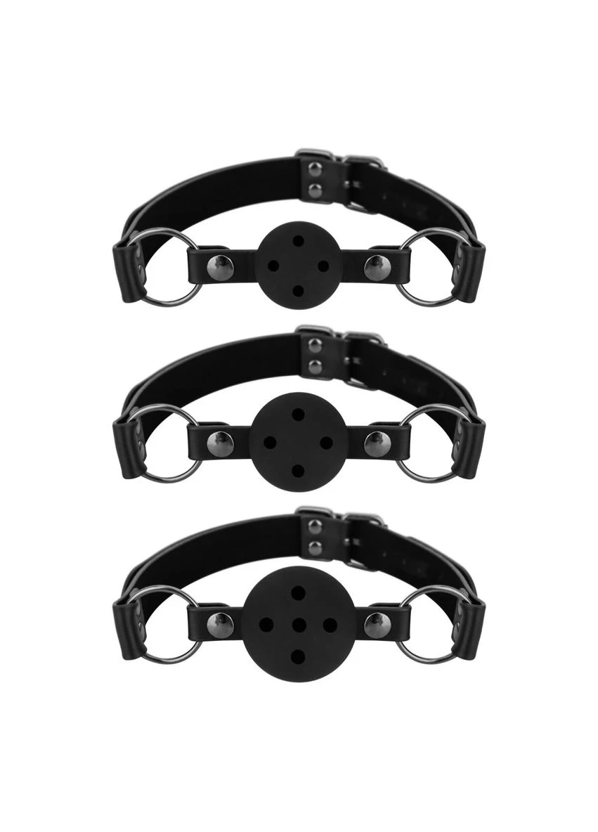 Набір кляпів з кульками в рот чорного кольору Set of 3 Ball Gags Bedroom Fantasies (382851074)