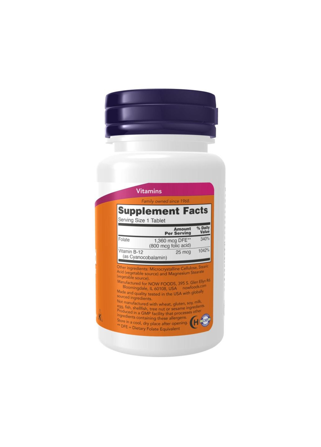 Фолиевая кислота FOLIC ACID 800 мкг 250 таблеток Now Foods (346086793)