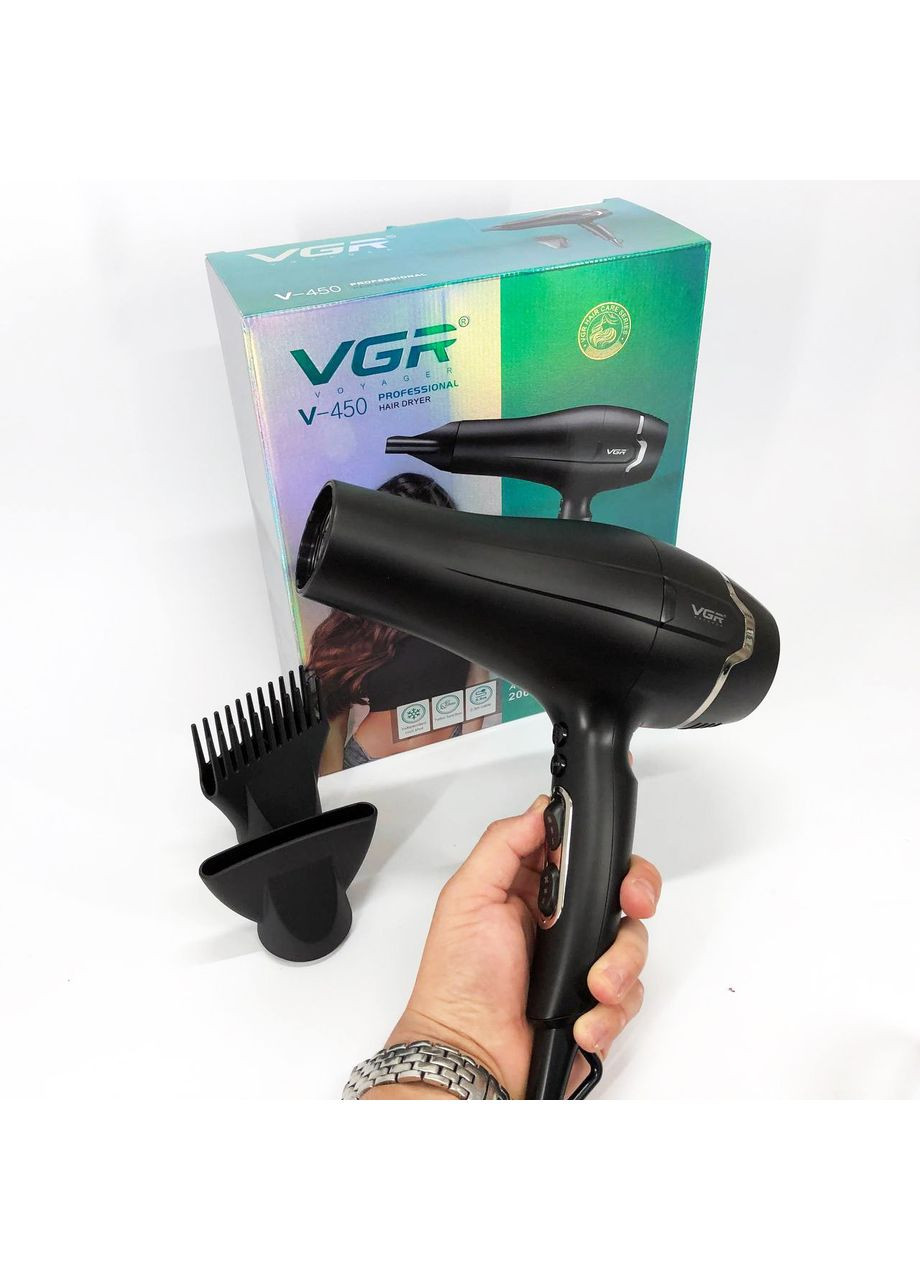 Професійний фен V-450 для сушіння укладання волосся 2400 Вт режим Turbo, Повітряний стайлер для волосся VGR (365654774)