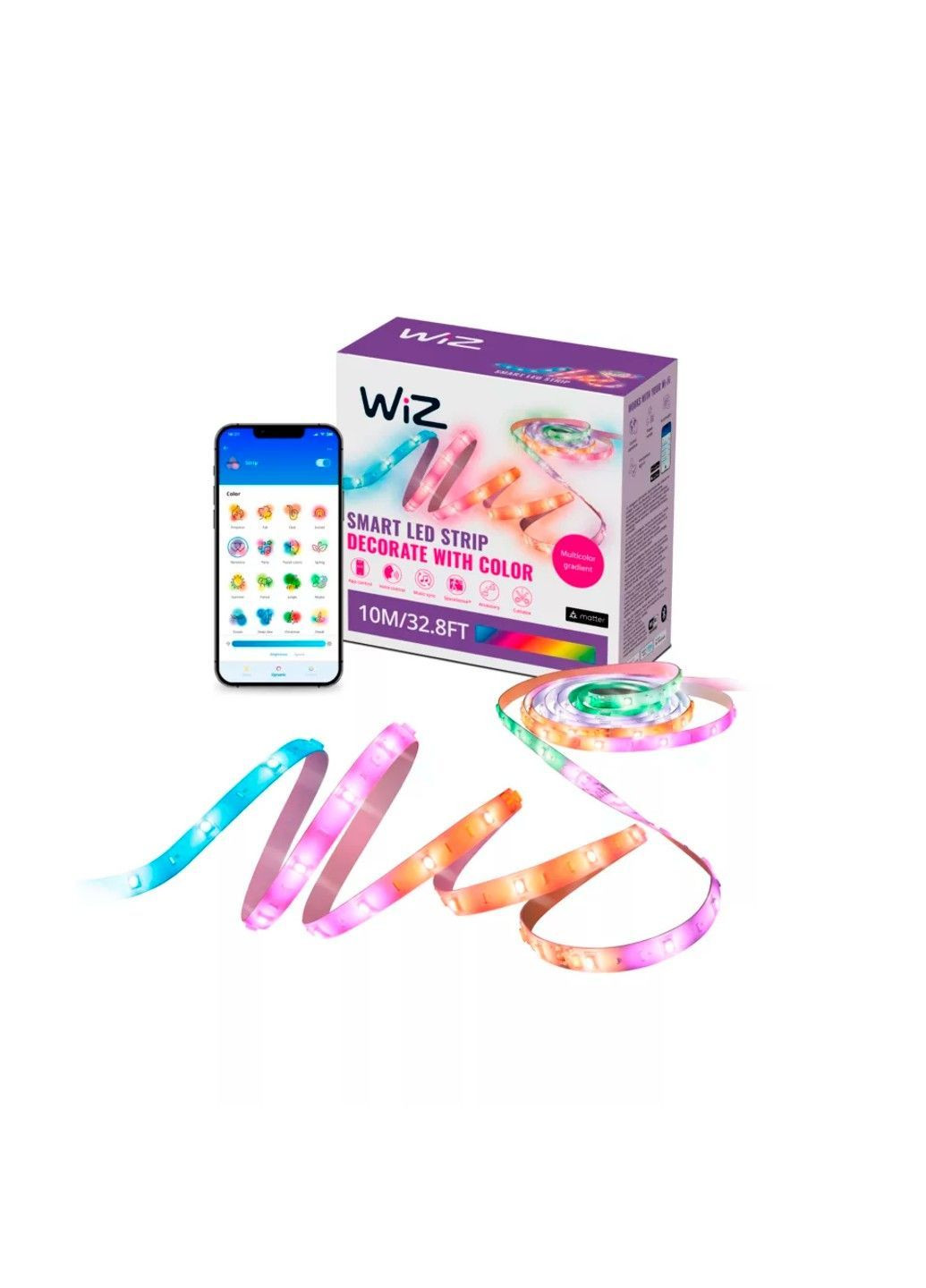 Розумна світлодіодна стрічка 10 метрів RGBIC LED Strip WiFi + Bluetooth Matter WiZ (371763962)