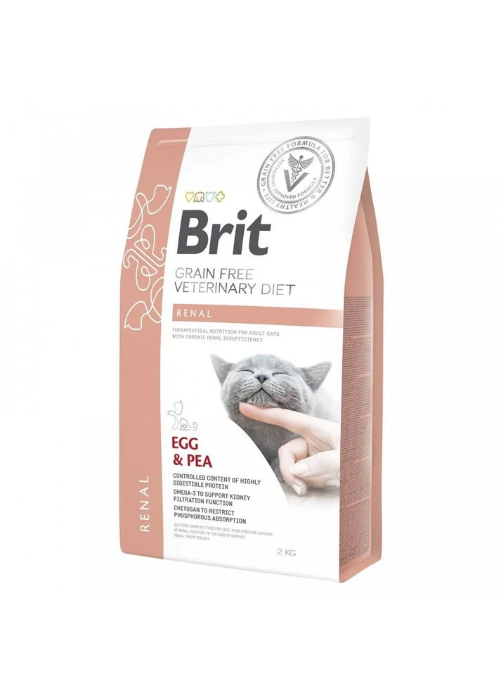 Корм сухий Grain Free VetDiet Cat Renal для котів з захворюванням нирок з яйцем та горохом 2 кг Brit (381175447)