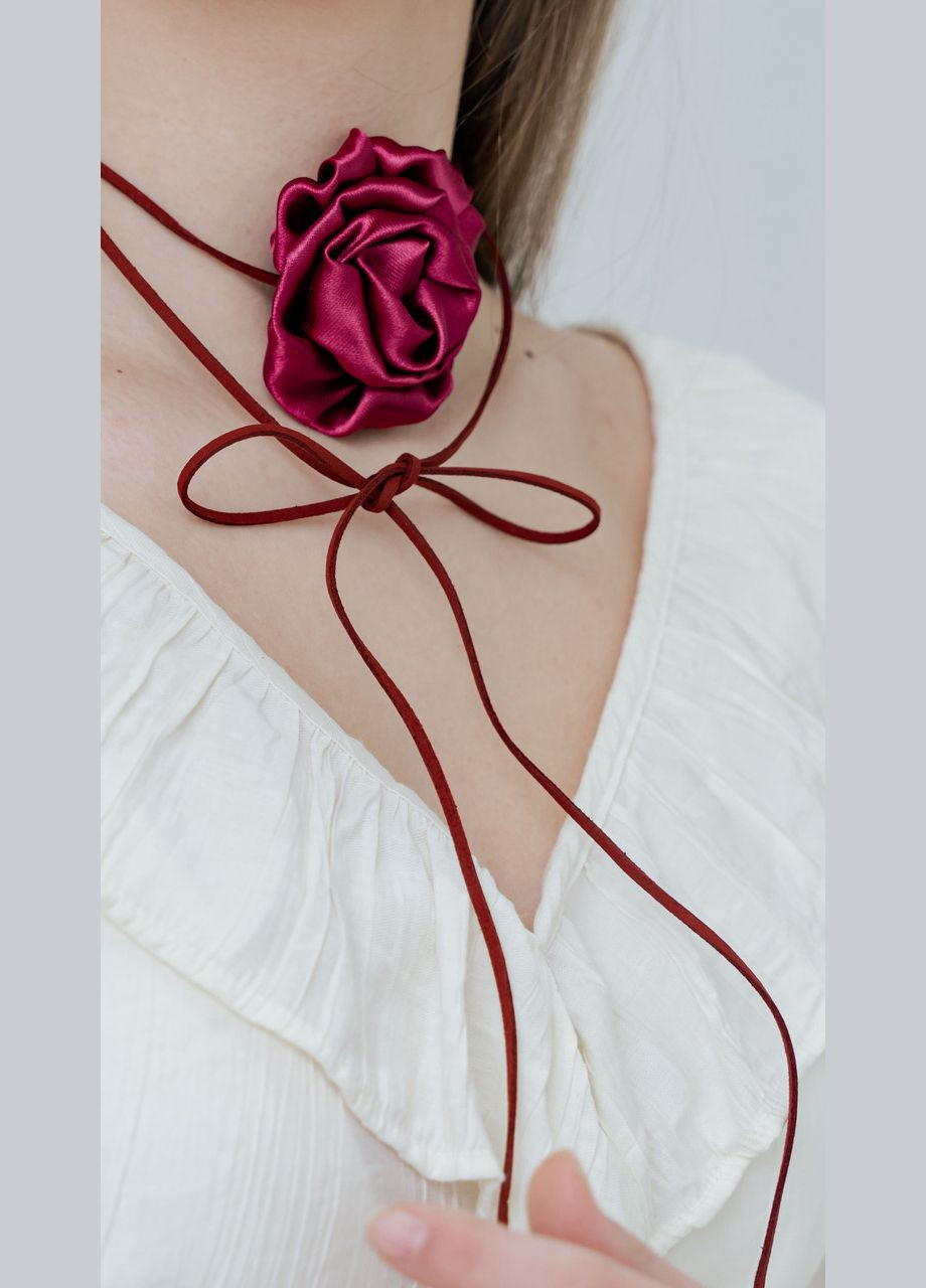 Чокер квітка з атласу бордо D.Hats текстиль (285710678)