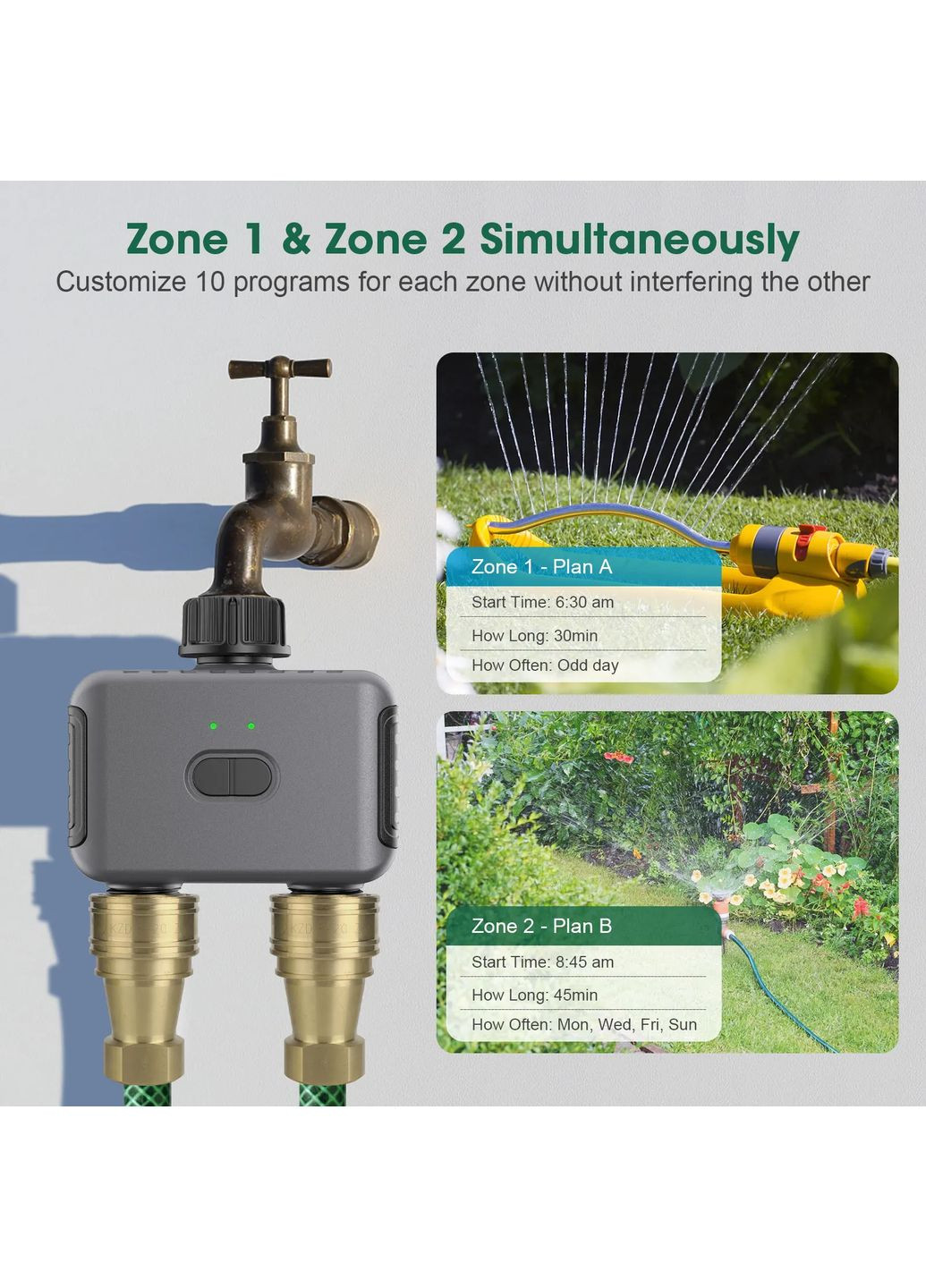 Умный автоматический двухзонный таймер полива SGW08Z/B WiFi BT Tuya No Brand (368788715)