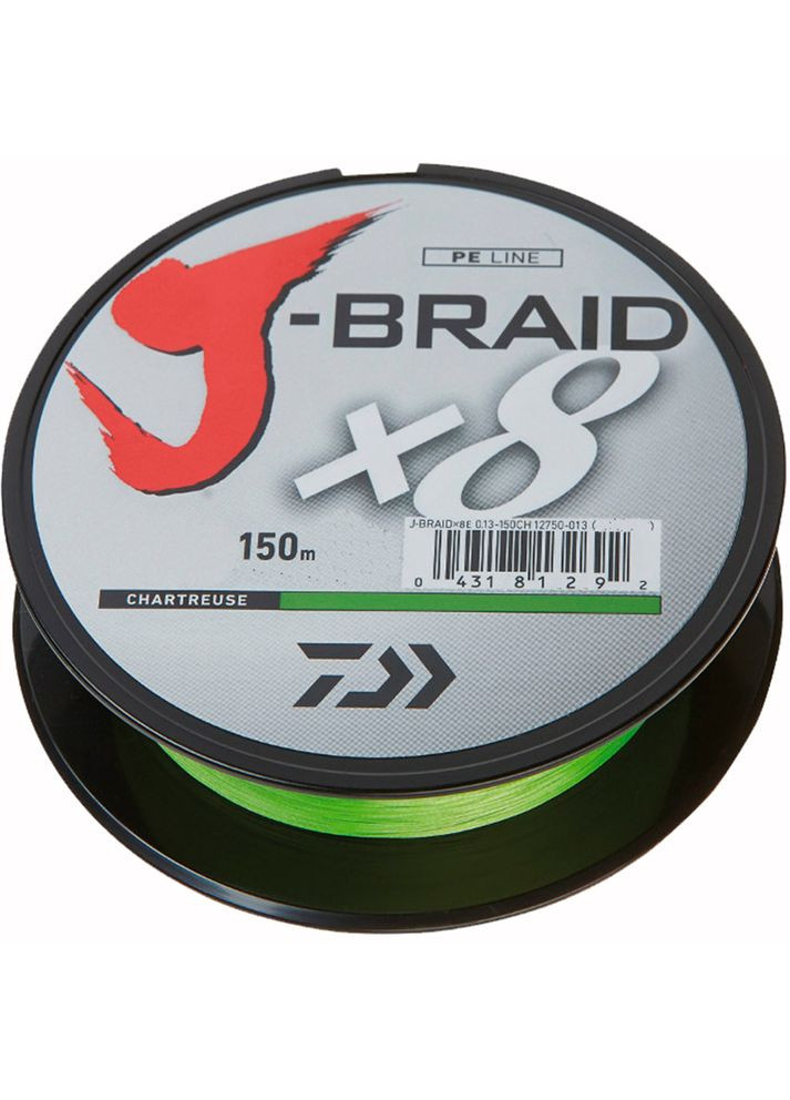 Шнур JBraid X8 150м Chartreuse 9.0kg 0.16mm #1.2 12750-016 Daiwa (316517771)