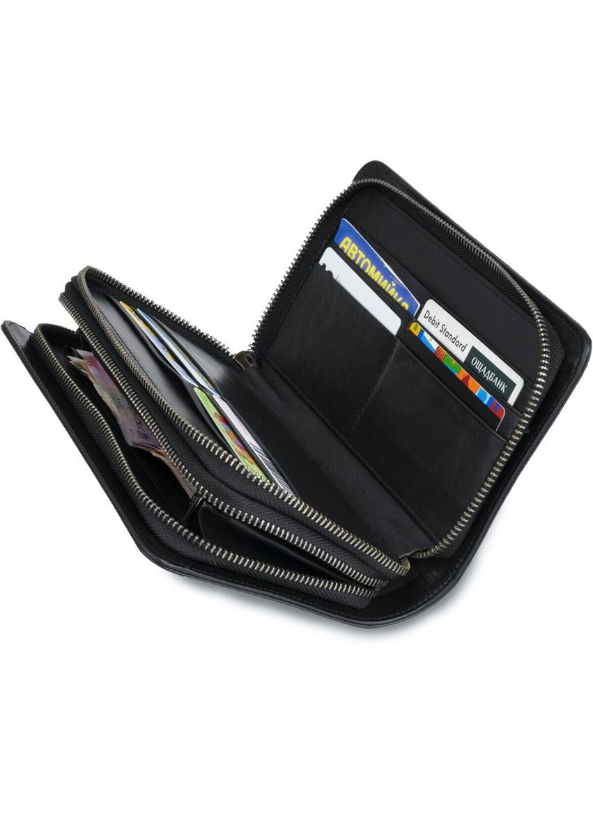 Чоловічий клатч із натуральної шкіри барсетка з ремінцем на руку 14657 Чорний Vintage (302008016)