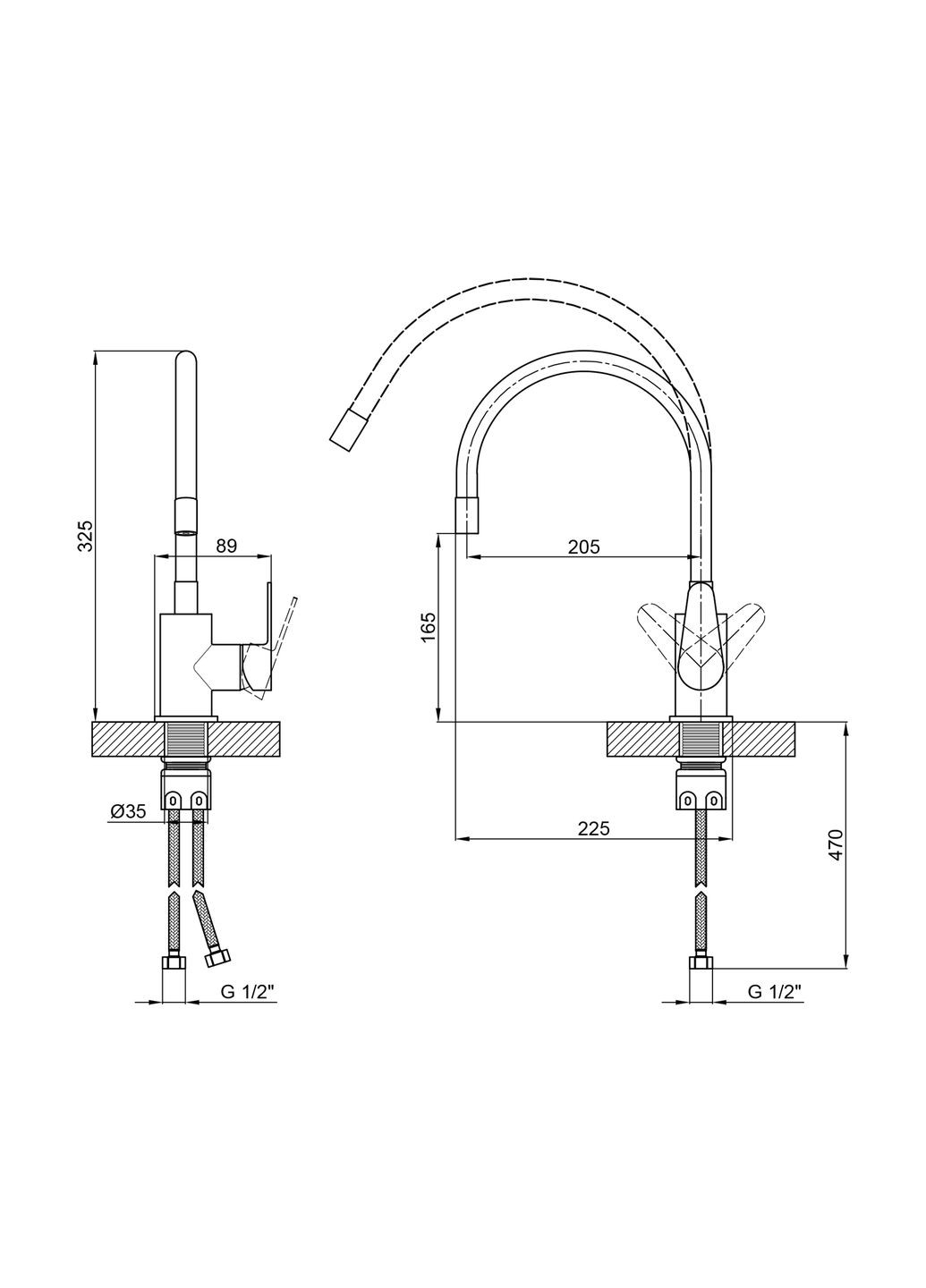 Смеситель для кухни Vida 015F3 с гибким изливом (k35) LDVID015F3WHI43357 White LIDZ 04R-WFS (322069755)