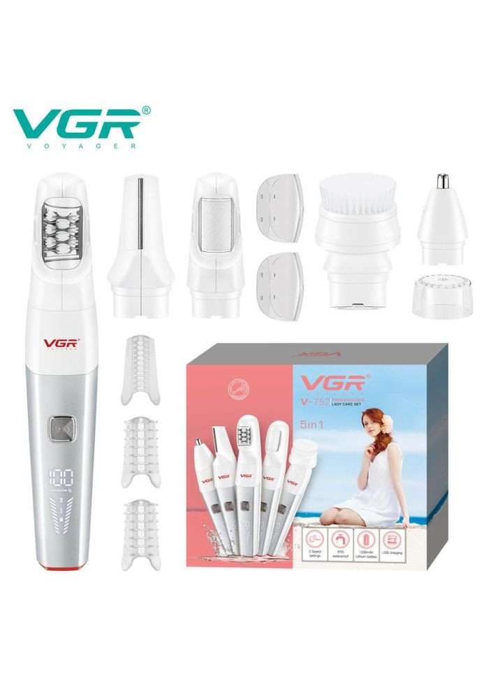 Епілятор 5 в 1 V-752, 5 насадок. Колір: червоний VGR (361667728)