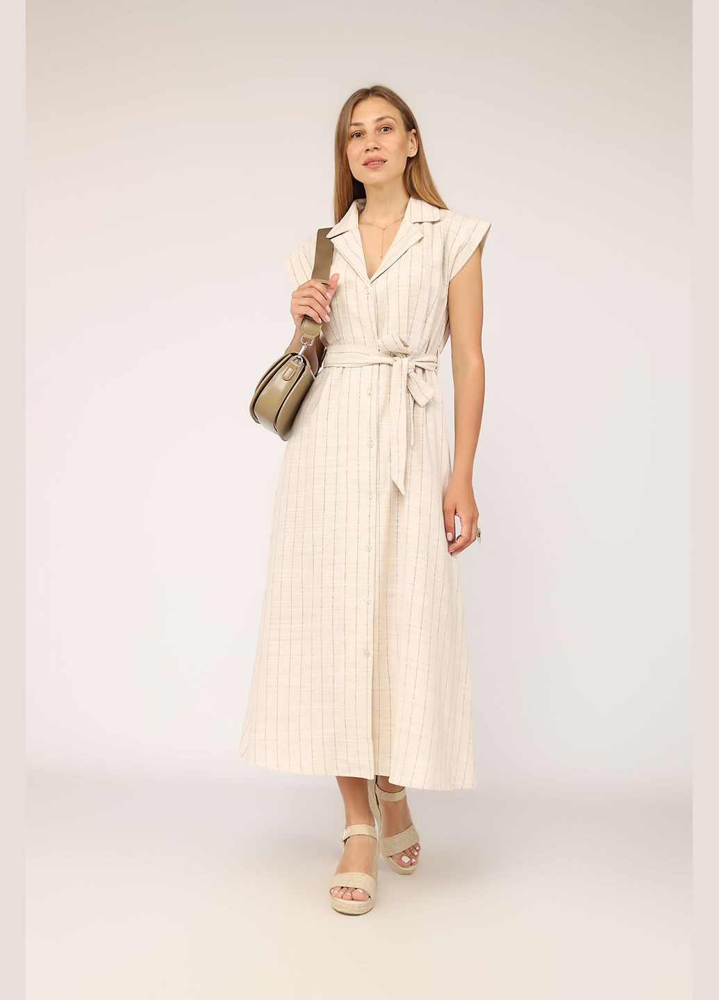 Бежевое платье-рубашка женское цвет бежевый цб-00276509 Reyon