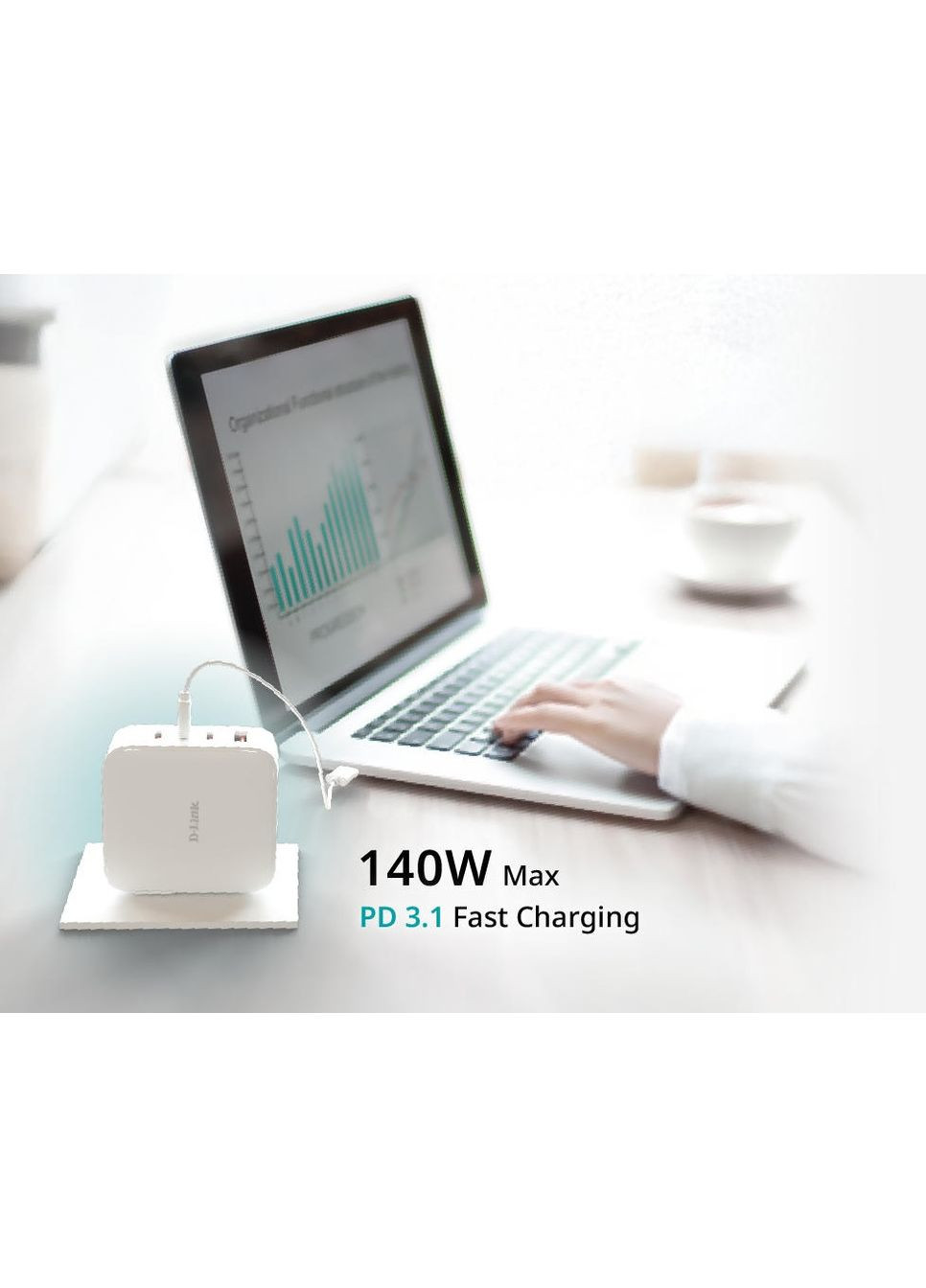 Зарядное устройство сетевое DCF-141 140Вт GaN 3хUSB-С, 1xUSB-A, белый D-Link (362212706)