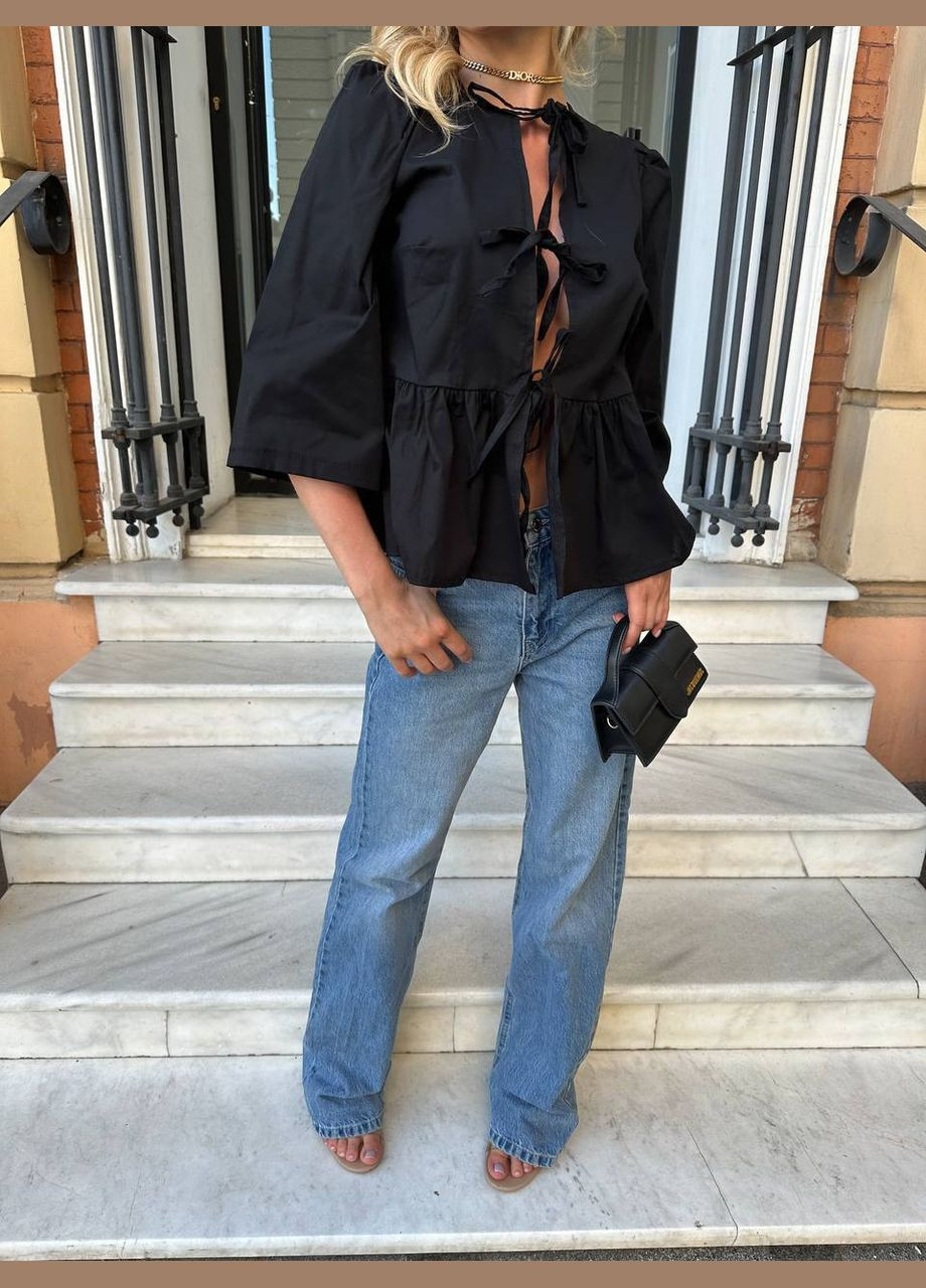 Черная классическая, повседневный, кэжуал рубашка однотонная No Brand