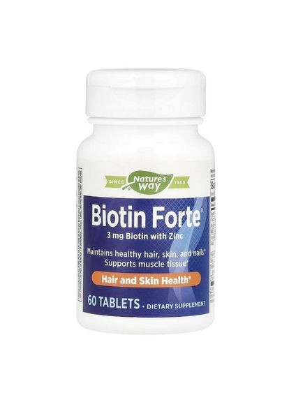 Вітаміни Біотин Форте Biotin Forte 3 mg, 60 таблеток Nature's Way (361224899)