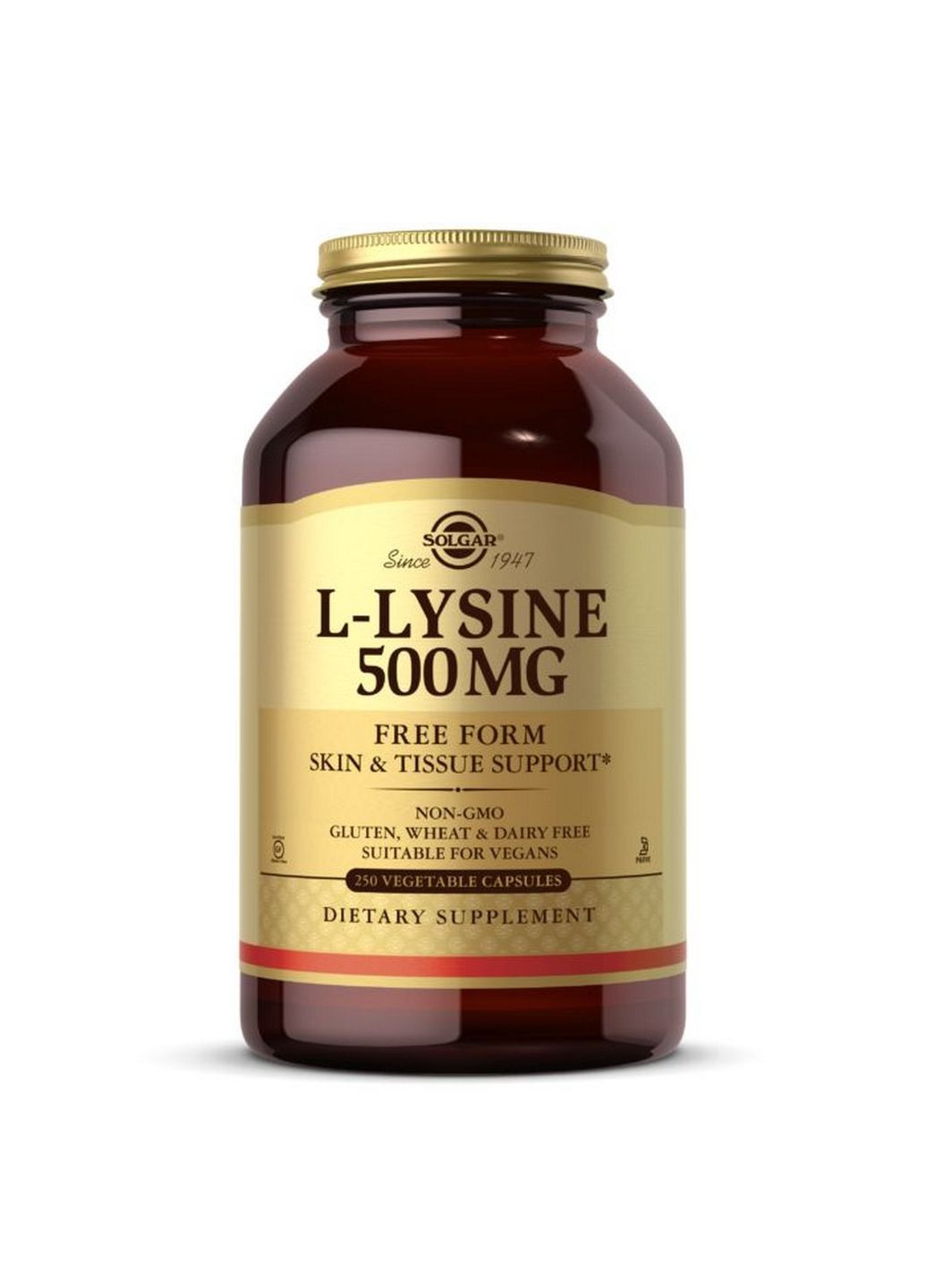 Амінокислота L-Lysine 500 mg, 250 вегакапсул Solgar (293479101)