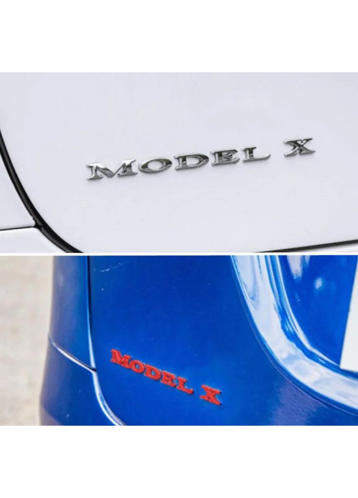 Эмблема надпись MODEL X для КРАСНАЯ 195х18 мм пластик (на скотче) Tesla (369610349)