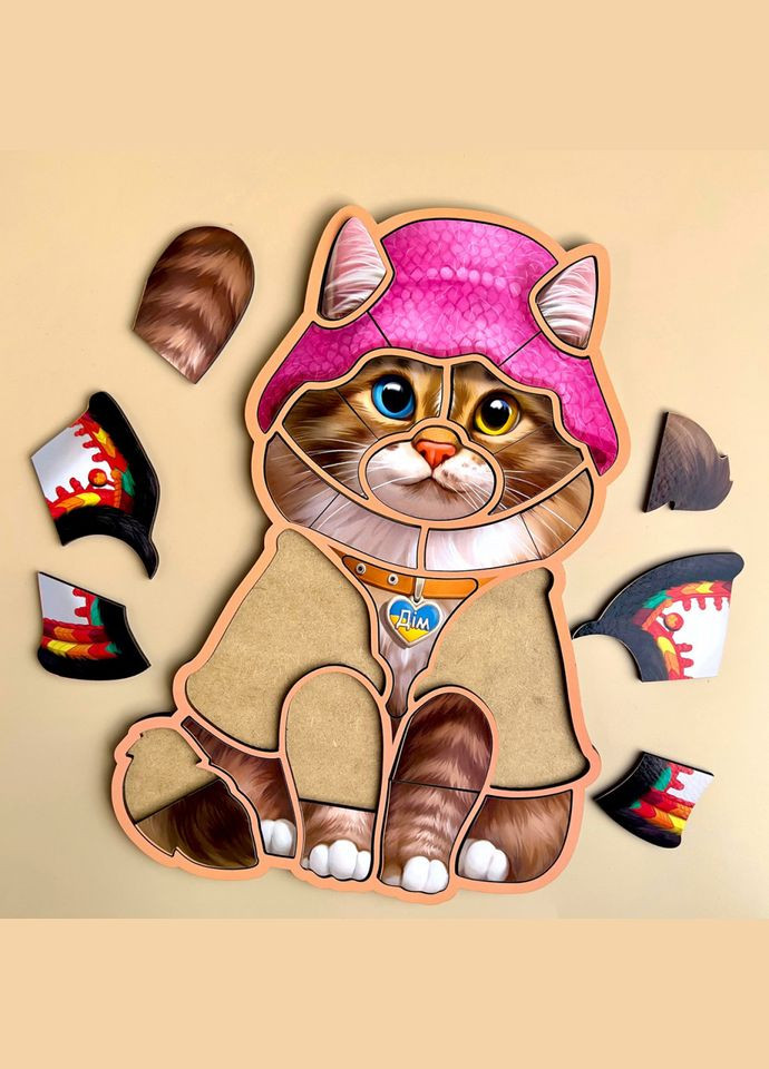 Дерев'яний контурний пазл "Український котик" (ПСФ136) PSF136 контурний Ubumblebees (302010236)