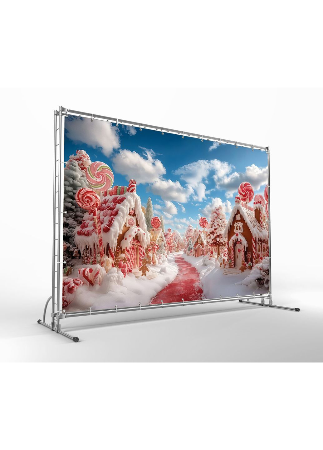 Баннер Пряничный городок с ёлками и конфетами – №46568 Vinylpex (369930219)