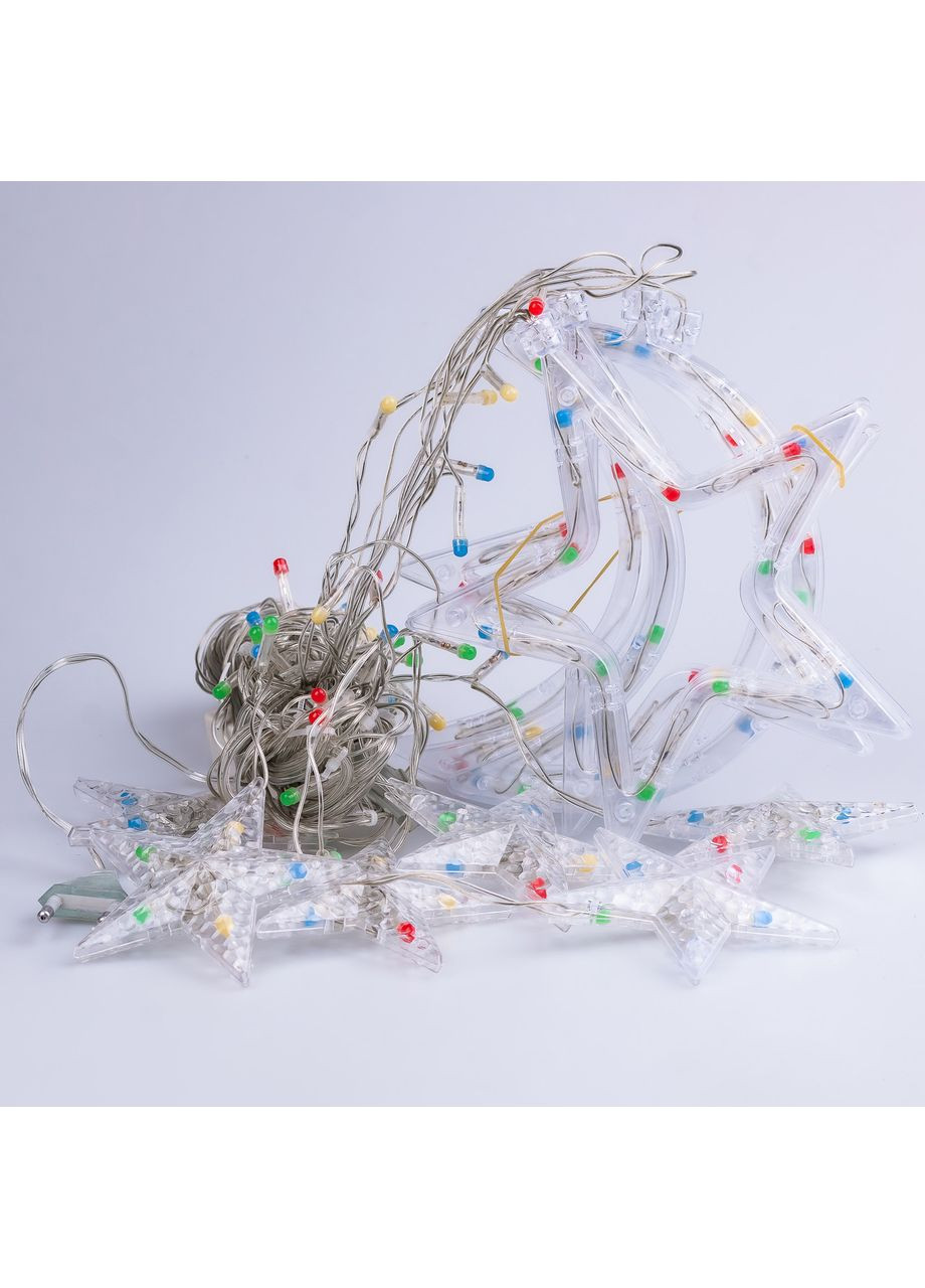 Гірлянда світлодіодна штора GarlandoPro зірка і місяць 108LED 3х0,9 м гірлянда зірка 17333057ML Garlando (366963991)