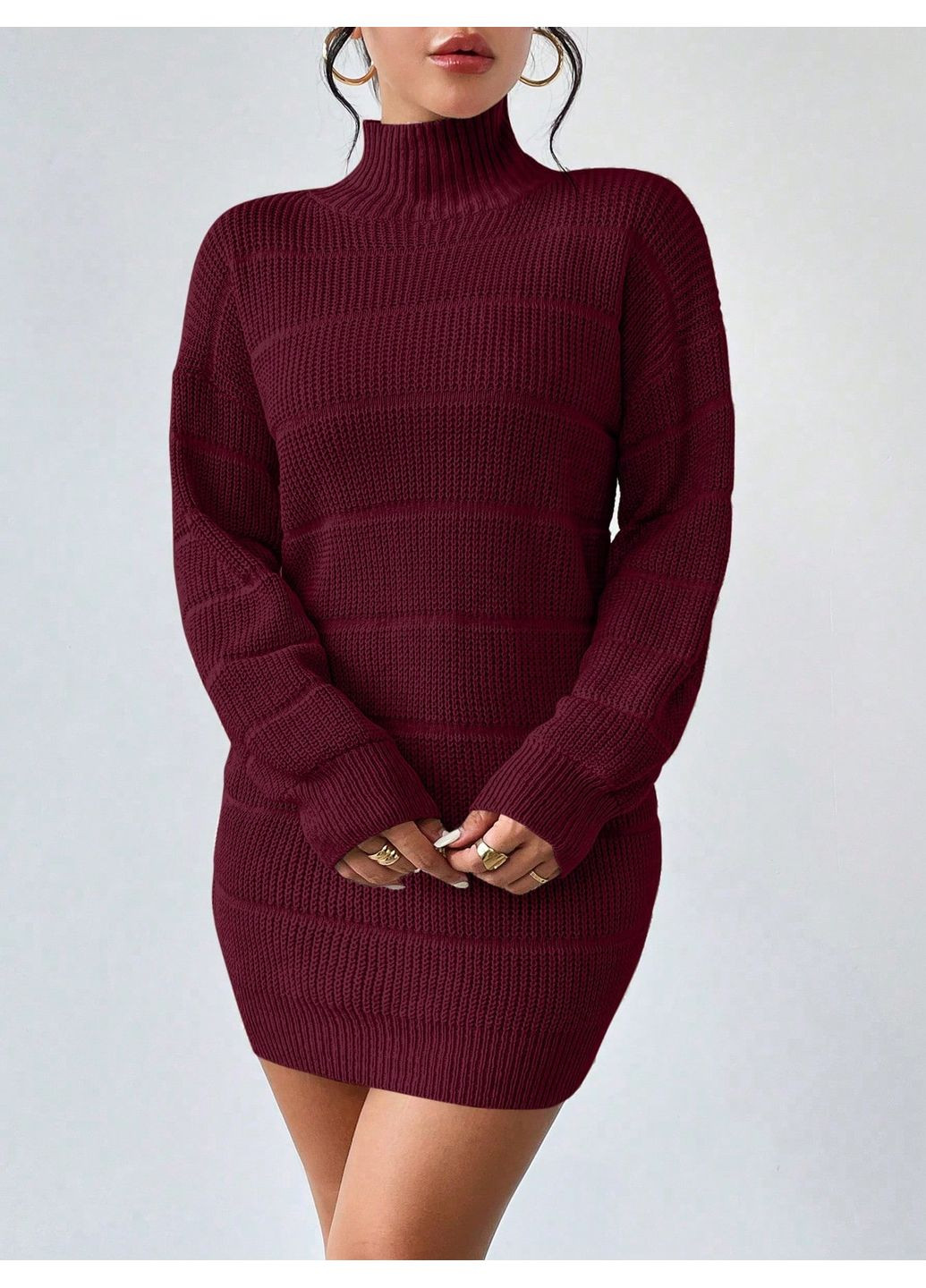 Бордова повсякденний сукня SHEIN однотонна