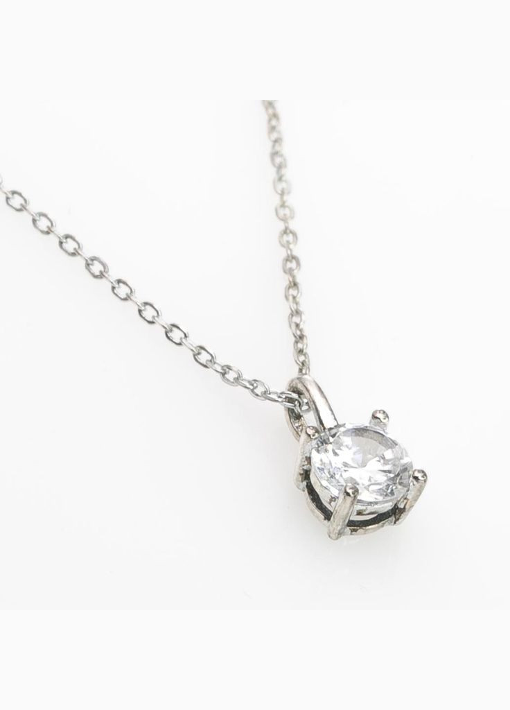 Серебряное колье "Сияние Одиночного Бриллианта" с кубическим цирконием от . Glitter (346241825)