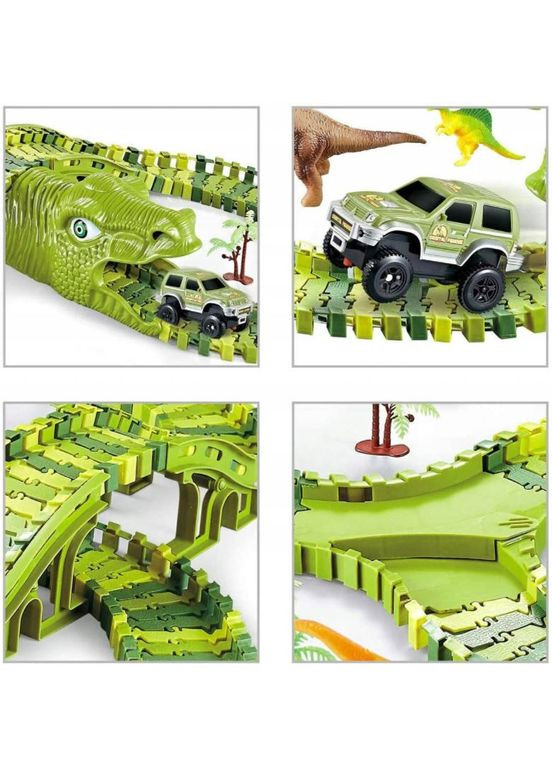 Дитячий автотрек із динозаврами 320 деталей 480 см 2 машинки No Brand (363042436)