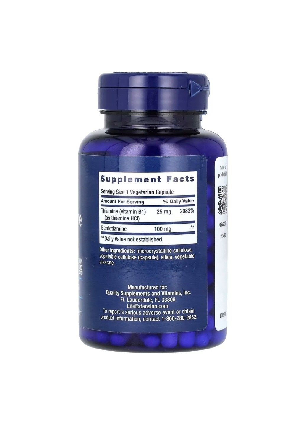 Бенфотиамин с тиамином Benfotiamine with Thiamine 100mg, 120 капсул Life Extension (360948654)