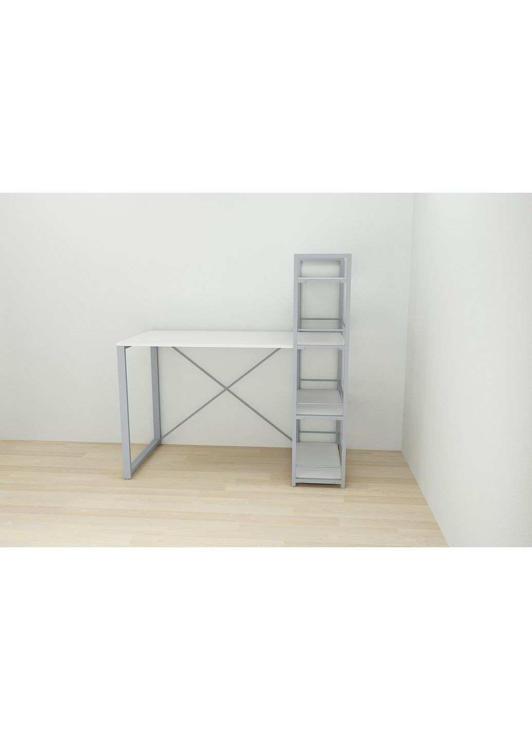 Письмовий стіл Серії Конект з етажеркою 75x120x600 сірий ДСП Біле 16мм (FRD-104230) Ferrum-decor (360644739)