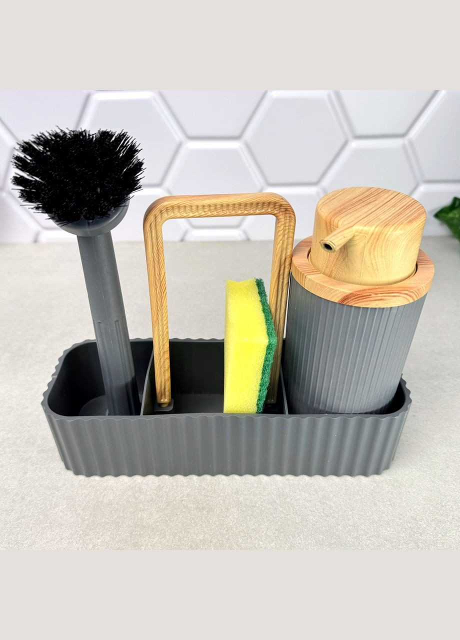 Набір аксесуарів для кухонної мийки 4 предмера Сірий BT-4504 Eurogold (303428857)