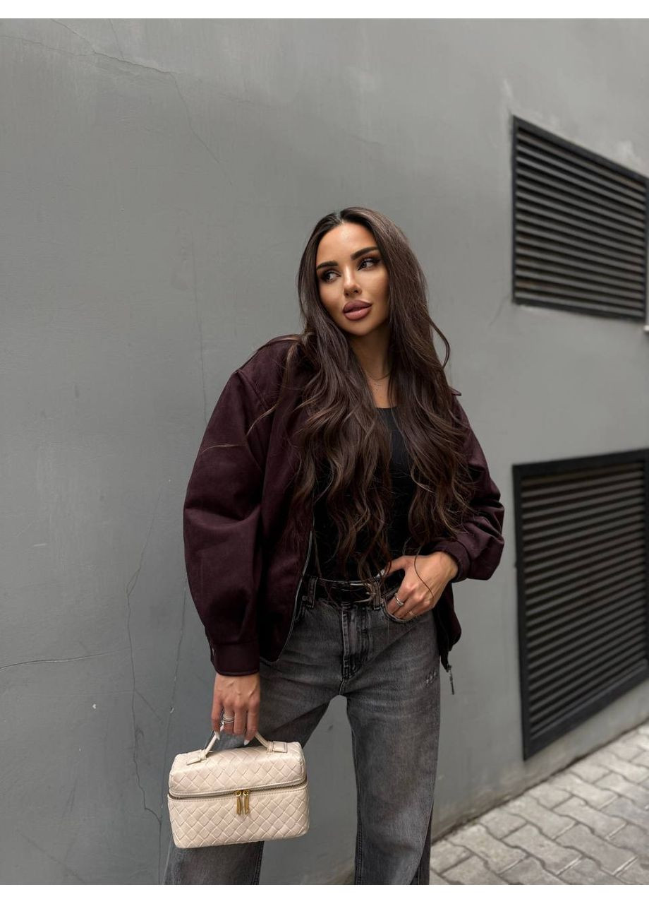 Жіночий замшевий бомбер на підкладці — заміри в описі GD/GL Модний простір на блискавці (364965866)